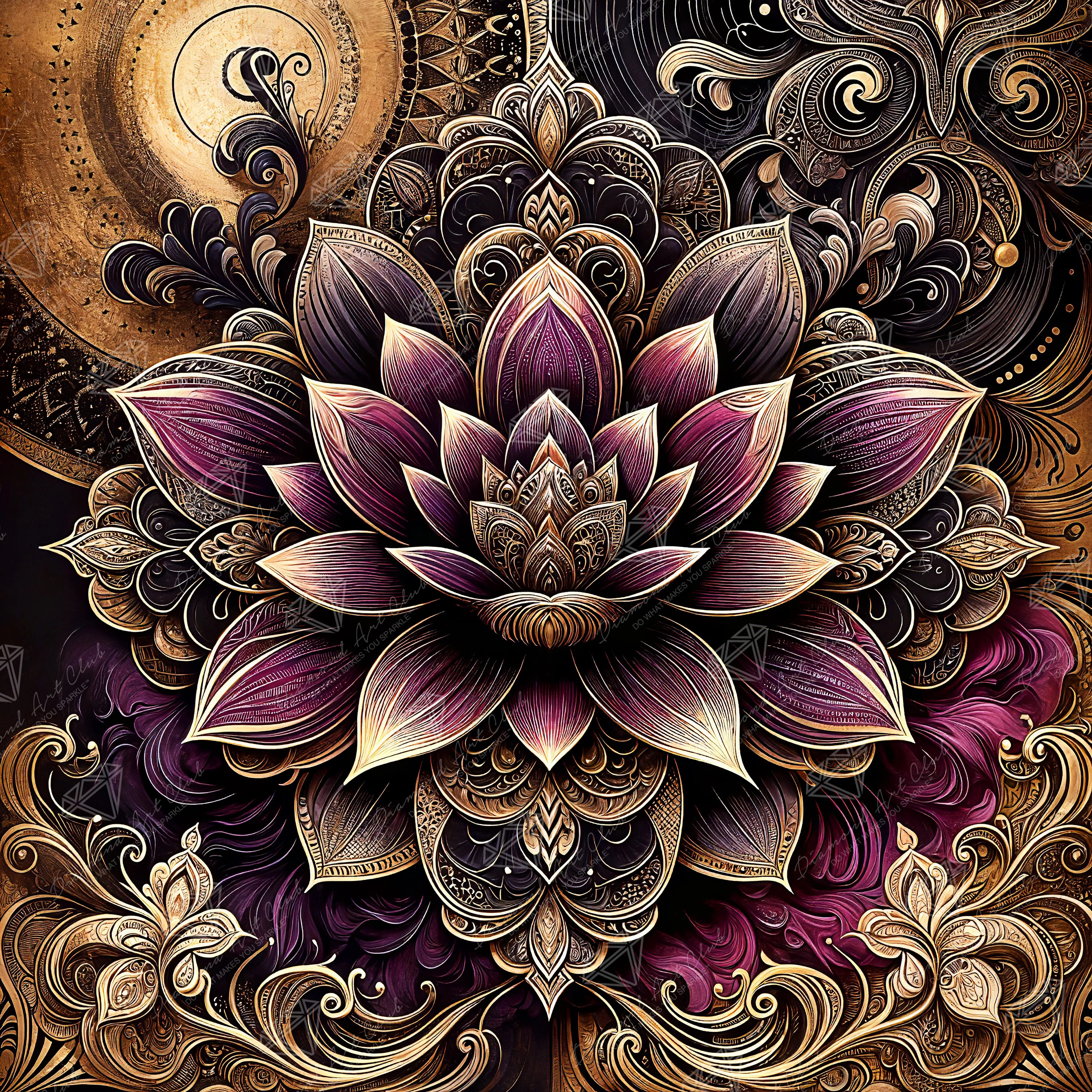 Magenta Gold Lotus Mandala