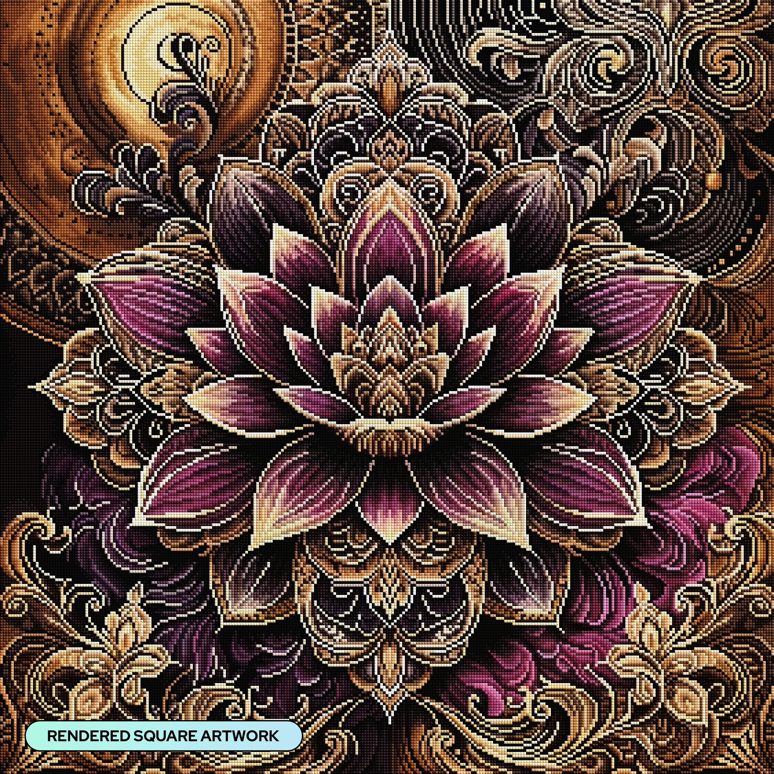 Magenta Gold Lotus Mandala - Image 2