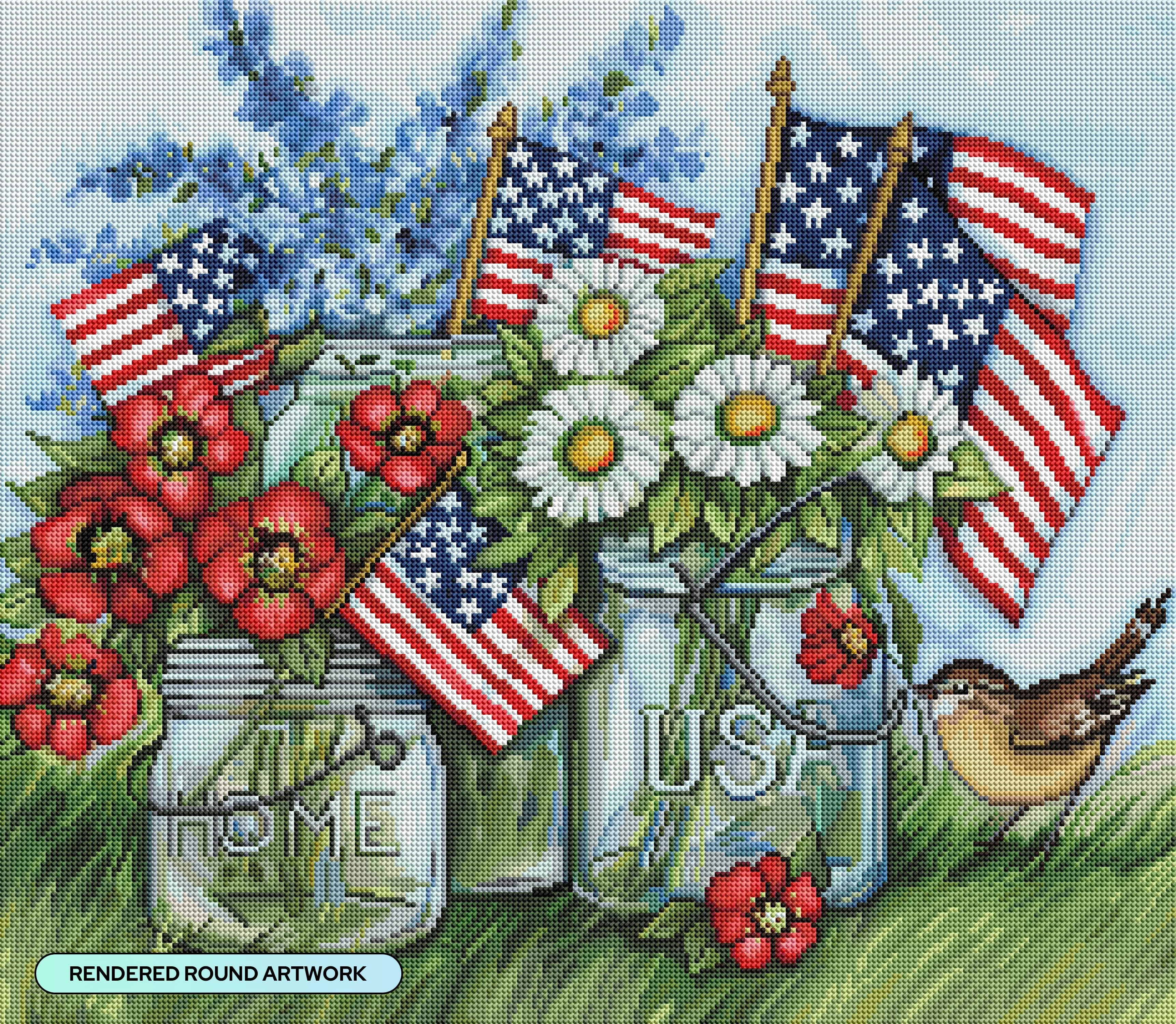 Patriotic Jars with Flowers and Flags - Image 2
