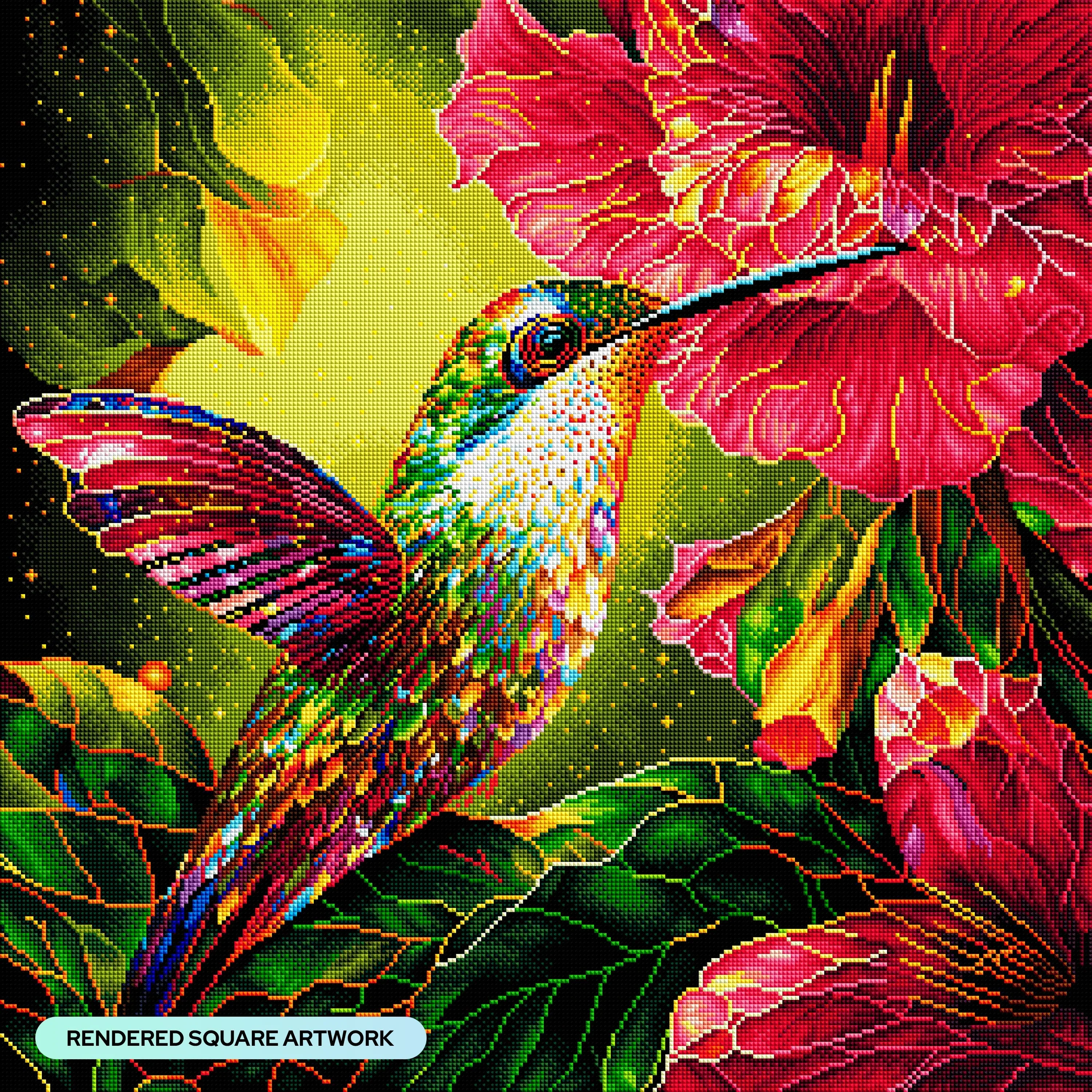 Stained Glass Hummingbird & Hibiscus - Image 2